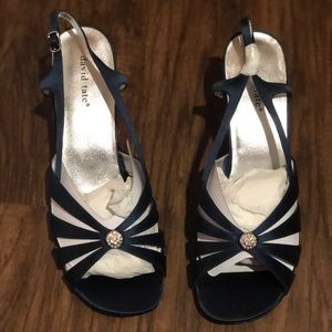 David Tate Rosette Navy Satin - 12WW